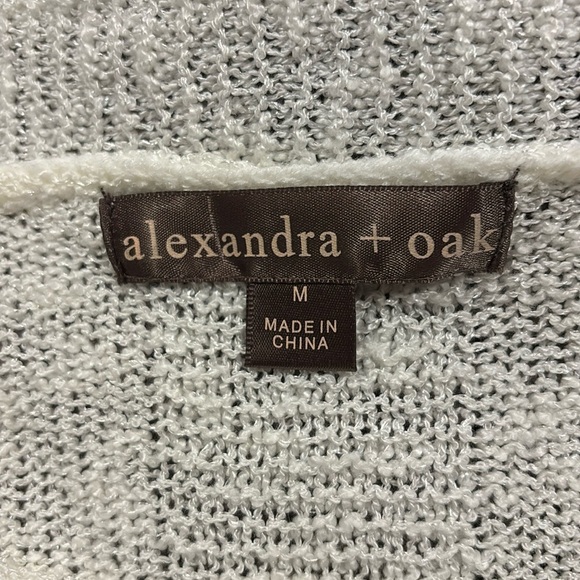 Alexandra + Oak off white Mesh 3/4 sleeves open cardigan Sz M - Picture 1 of 7